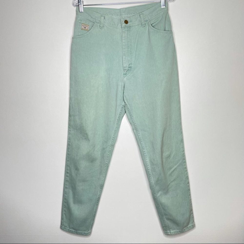 Wranglers for Her VTG cotton‎ light aqua green color denim mom jeans high waist